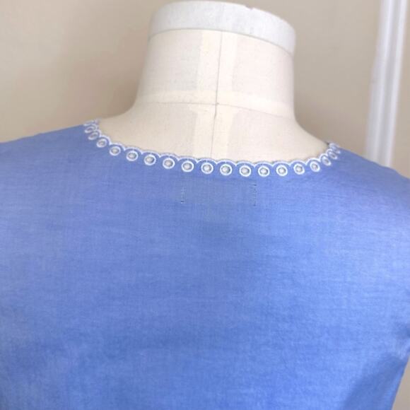 J.CREW Embroidered Circles Top French Blue Size 4 - Picture 5 of 16